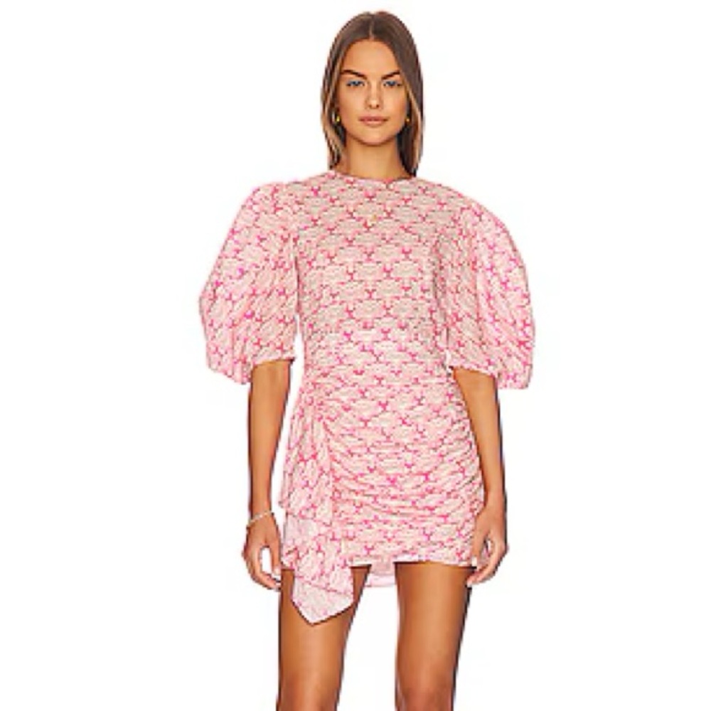 RHODE Pia Dress Lotus Block Hot Pink Mini Dress